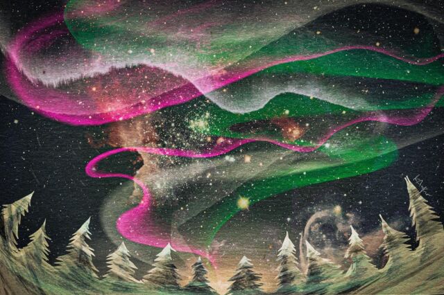 A stage illustration for music "Arctic Dreams 1" ❄️❄️❄️💫
コンサートステージ用イラストレーション。楽曲❄️ “Arctic Dreams1”
.
.
.
#illustration #digitaldrawing #digitalpainting #art #digitalart #procreateart #folkmusic #folklore #stageset #procreate #stageart #としまみらい文化財団 #こどもアートサーカス2021 #イラストレーション #デジタルアート #絵 #オーロラ #northernlights